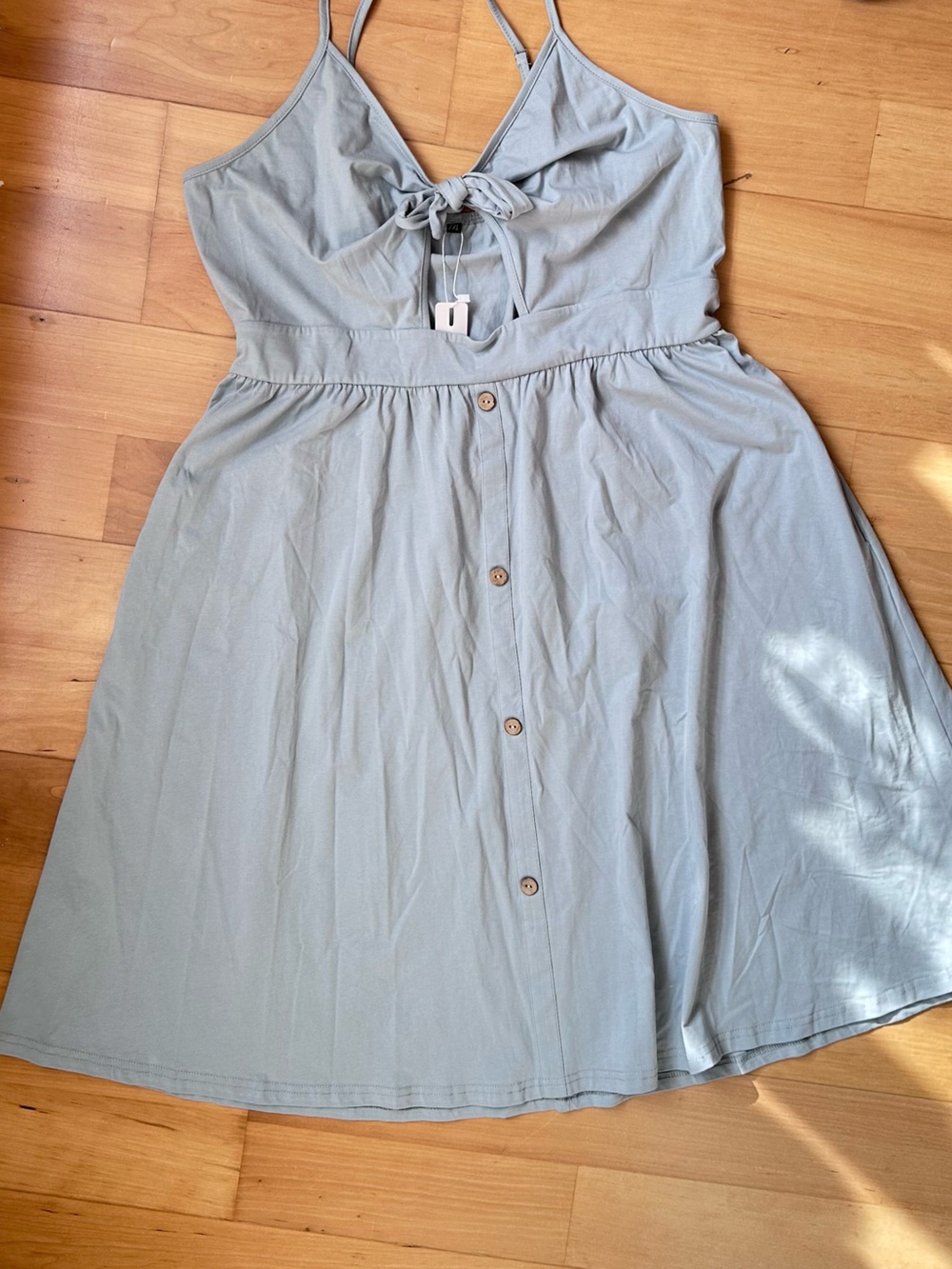 Light Blue Sleeveless key hole tie front Dress